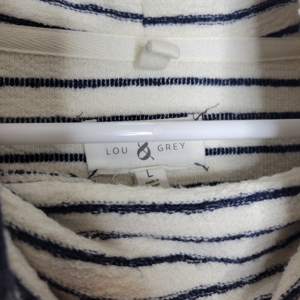 Lou & Grey Navy & White Stripe Mock Neck Sweater Women's Size Large - Picture 7 of 11